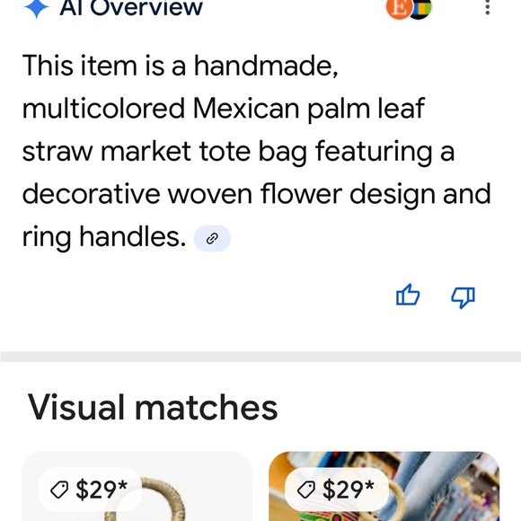 Straw Market Handmade Multicolored Mexican palm leaf Tote in gently used cond - Picture 7 of 7